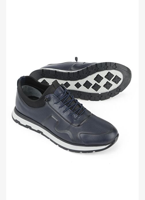 Ziya, Erkek Hakiki Deri Sneaker 1531037Z2411 Lacivert - Görsel 5