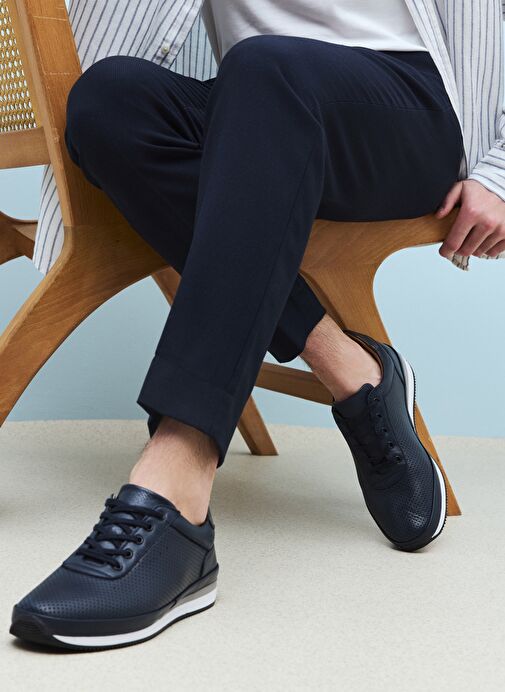 Ziya, Erkek Hakiki Deri Sneaker 1511002Z063 Lacivert - Görsel 3