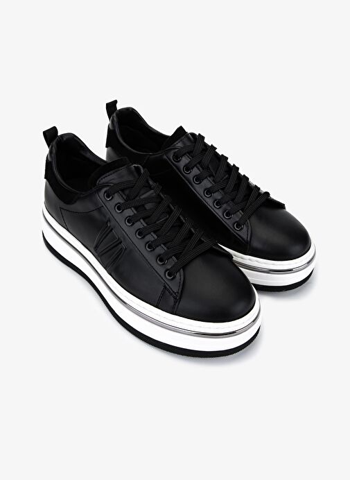 Valmenti Erkek Hakiki Deri Siyah Sneakers & Spor Ayakkabı - Görsel 3