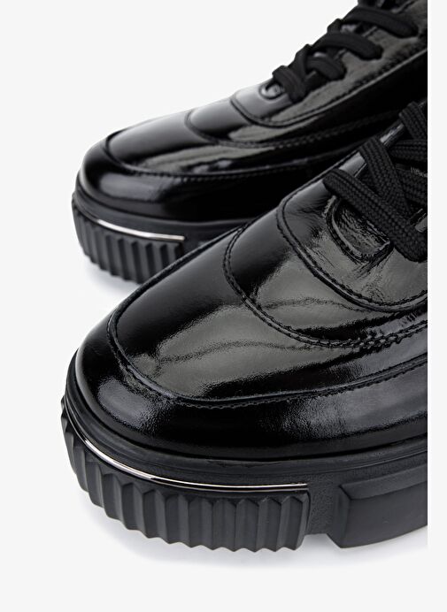 Valmenti Erkek Hakiki Deri Siyah Kırışık Rugan Sneakers & Spor Ayakkabı - Görsel 4