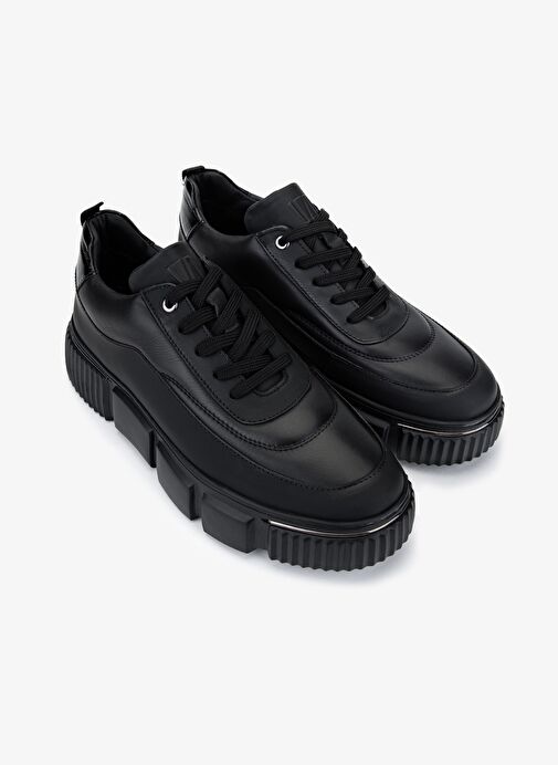 Valmenti Erkek Hakiki Deri Siyah Sneakers & Spor Ayakkabı - Görsel 3