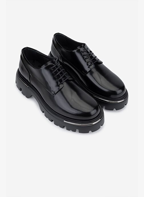 Valmenti Erkek Hakiki Deri Siyah Açma Casual Ayakkabı - Görsel 3