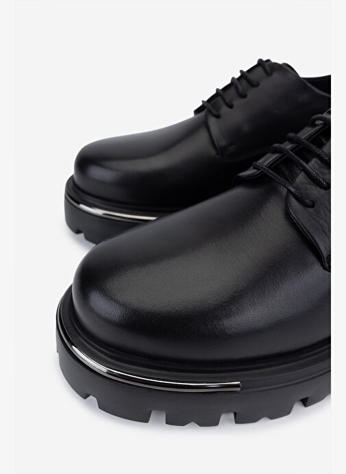 Valmenti Erkek Hakiki Deri Siyah Casual Ayakkabı - Görsel 4