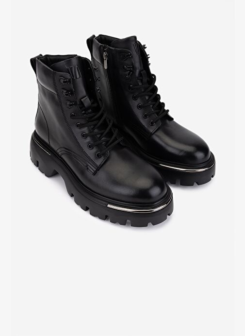 Valmenti Erkek Hakiki Deri Siyah Casual Bot - Görsel 3
