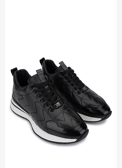 Tamer Tanca Erkek Hakiki Deri Siyah Deri Sneakers & Spor Ayakkabı - Görsel 3
