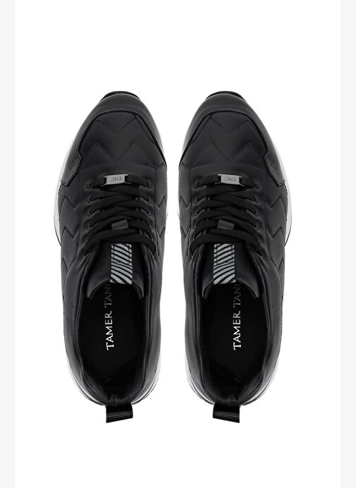 Tamer Tanca Erkek Hakiki Deri Siyah Deri Sneakers & Spor Ayakkabı - Görsel 6