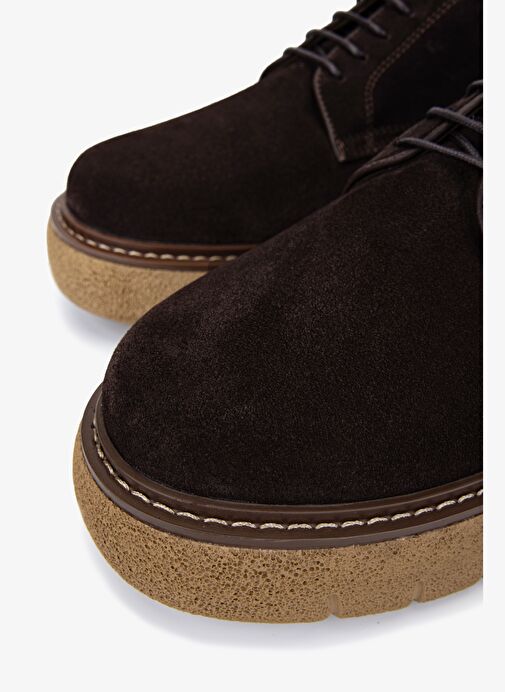 Valmenti Erkek Hakiki Deri Kahverengi Süet Casual Ayakkabı - Görsel 4