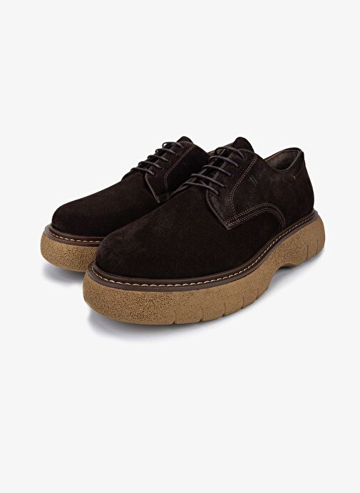 Valmenti Erkek Hakiki Deri Kahverengi Süet Casual Ayakkabı - Görsel 5