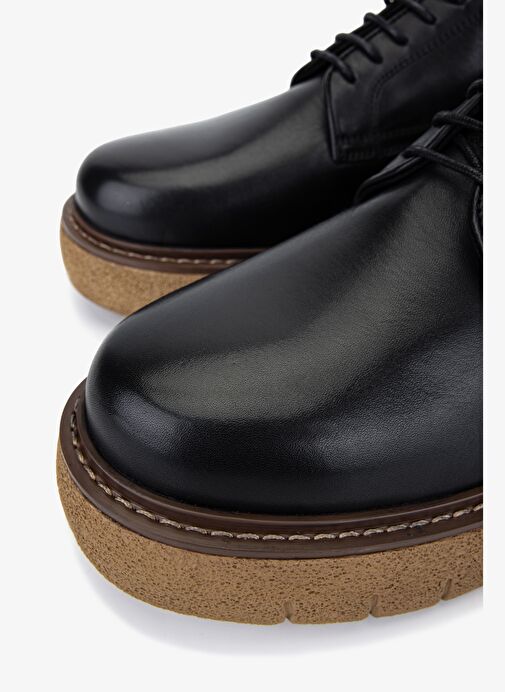 Valmenti Erkek Hakiki Deri Siyah Floter Casual Ayakkabı - Görsel 4
