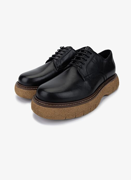 Valmenti Erkek Hakiki Deri Siyah Floter Casual Ayakkabı - Görsel 5