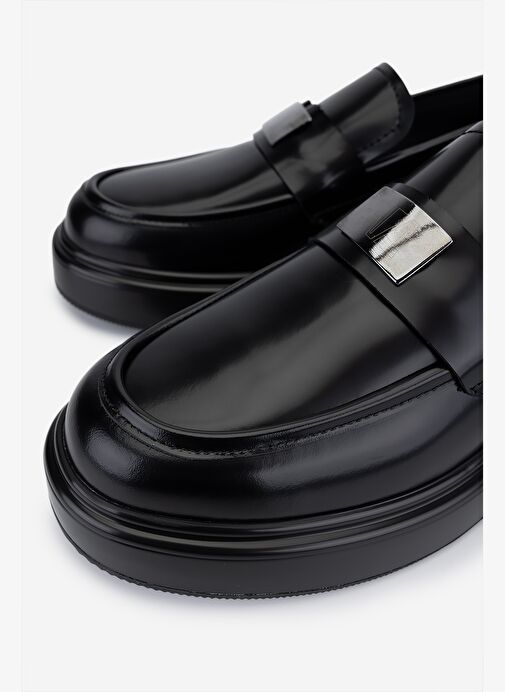 Valmenti Erkek Hakiki Deri Siyah Açma Loafer Ayakkabı - Görsel 4