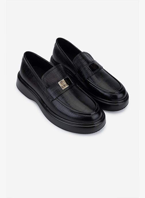 Valmenti Erkek Hakiki Deri Siyah Loafer Ayakkabı - Görsel 3