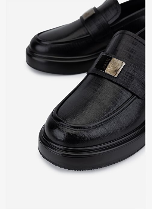 Valmenti Erkek Hakiki Deri Siyah Loafer Ayakkabı - Görsel 4