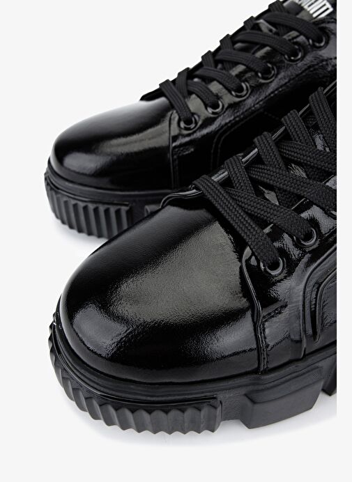 Valmenti Erkek Hakiki Deri Siyah Kırışık Rugan Sneakers & Spor Ayakkabı - Görsel 4