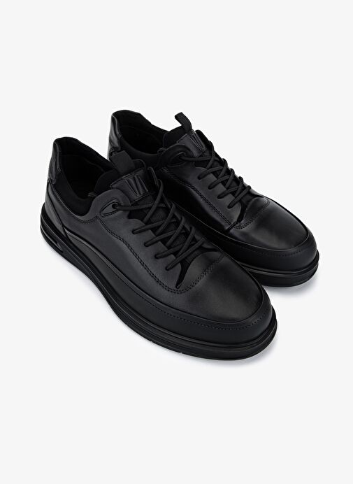 Valmenti Erkek Hakiki Deri Siyah Casual Ayakkabı - Görsel 3