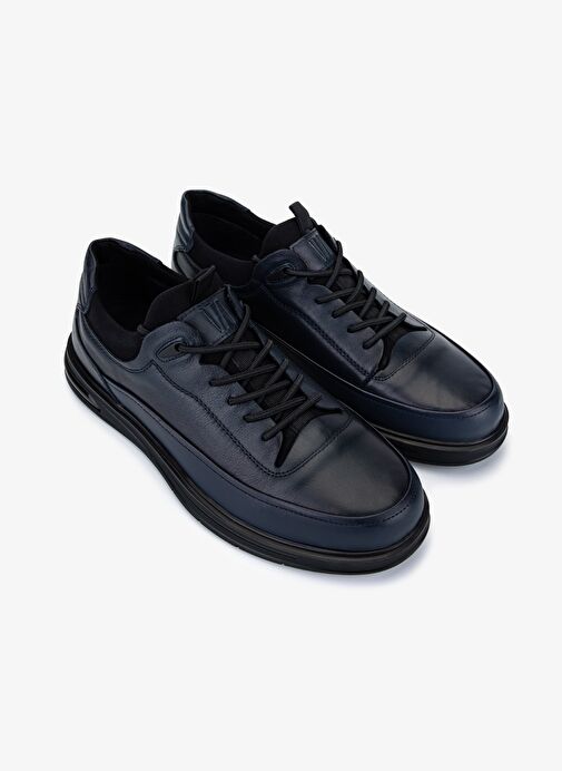 Valmenti Erkek Hakiki Deri Lacivert Casual Ayakkabı - Görsel 3