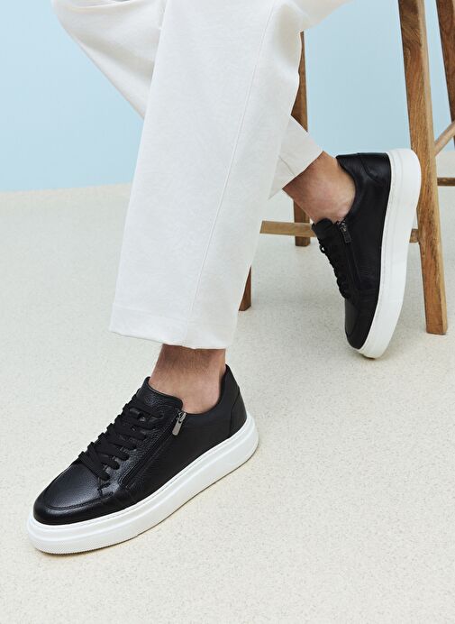 Ziya, Erkek Hakiki Deri Sneaker 1511026Z550 Siyah - Görsel 4