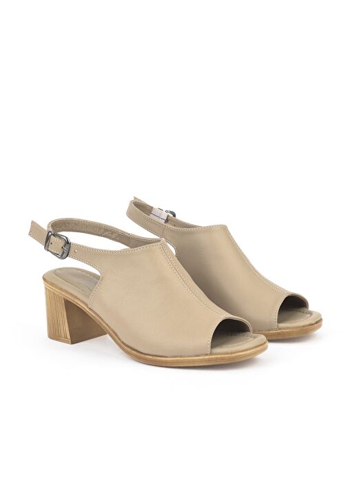Ziya, Kadın Hakiki Deri Topuklu Sandalet 1511020Z2212 Bej - Görsel 3