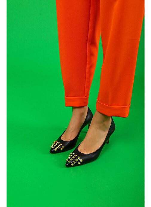 Vidya Gerçek Deri Kadın Topuklu Ayakkabı Siyah - Görsel 9