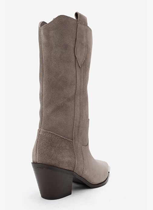 ALVI Vizon Süet Hakiki Deri Metal Detaylı Kadın Western Bot - Görsel 6