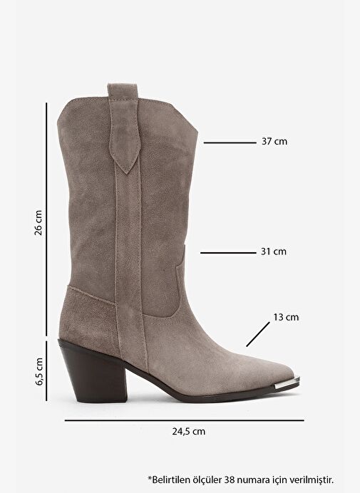 ALVI Vizon Süet Hakiki Deri Metal Detaylı Kadın Western Bot - Görsel 7