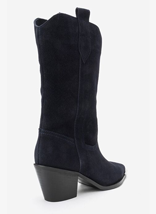 ALVI Lacivert Süet Hakiki Deri Metal Detaylı Kadın Western Bot - Görsel 6