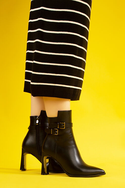 Nemesis Fermuarlı Topuklu Kadın Bot Siyah - Görsel 4