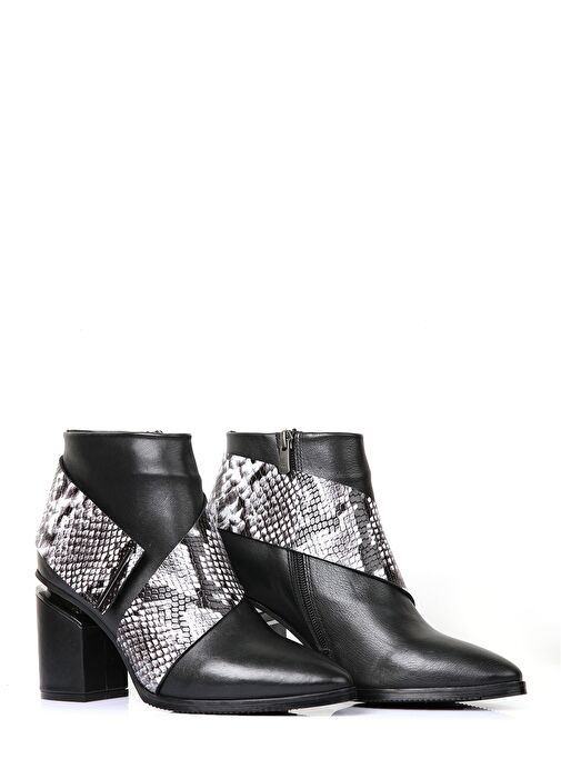 Kiana Gerçek Deri Kadın Topuklu Bot Siyah Yılan - Görsel 3