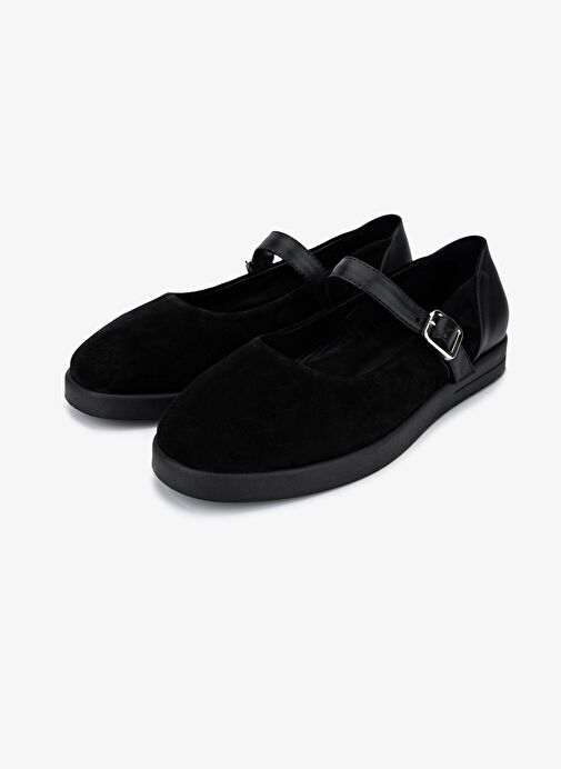 Valmenti Kadın Hakiki Deri Siyah Babet Ayakkabı - Görsel 5