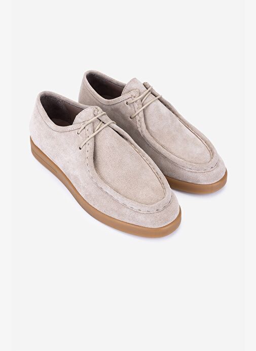 Valmenti Kadın Hakiki Deri Bej Süet Casual Ayakkabı - Görsel 3
