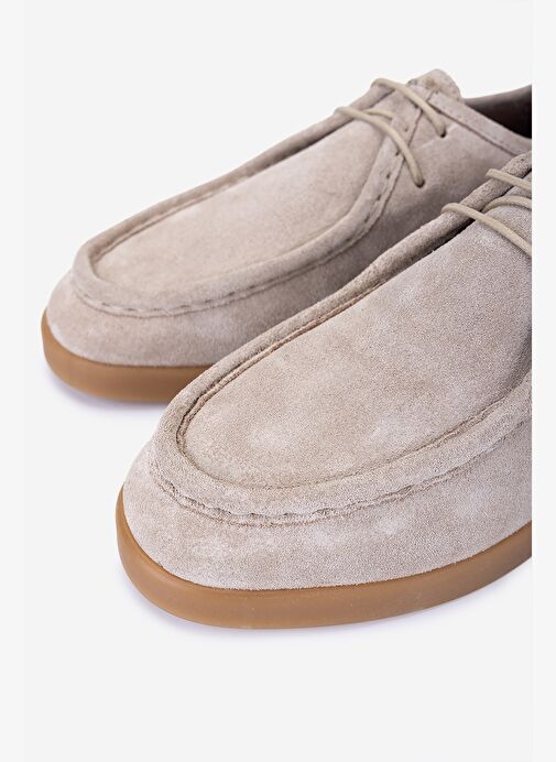 Valmenti Kadın Hakiki Deri Bej Süet Casual Ayakkabı - Görsel 4