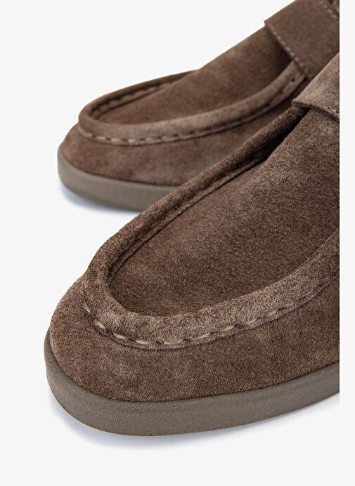 Valmenti Kadın Hakiki Deri Bej Süet Casual Ayakkabı - Görsel 4