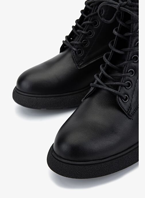 Valmenti Kadın Hakiki Deri Siyah Düz Bot - Görsel 4