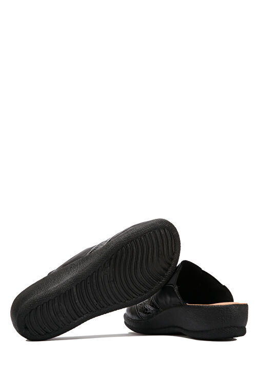 Kifidis Siyah Kadın Deri Terlik 10GLF1TERK00007 - Görsel 3