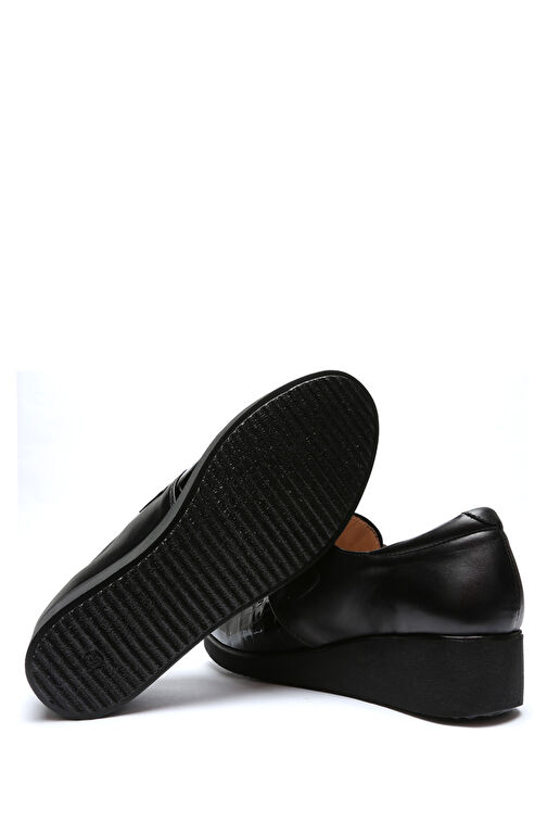 Kifidis Siyah Kadın Deri Günlük Ayakkabı 10KFA1AYKK00012 - Görsel 4