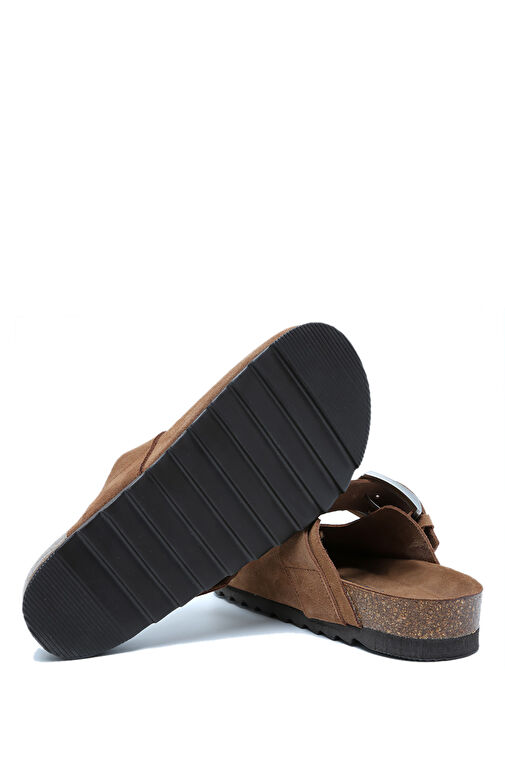 14444 Ch-Kifidis Soft Step Kadın Süet Deri Sabo Mantar Terlik 36-41 - Görsel 4