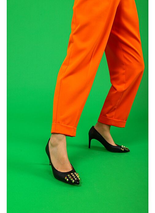 Vidya Gerçek Deri Kadın Topuklu Ayakkabı Siyah - Görsel 8