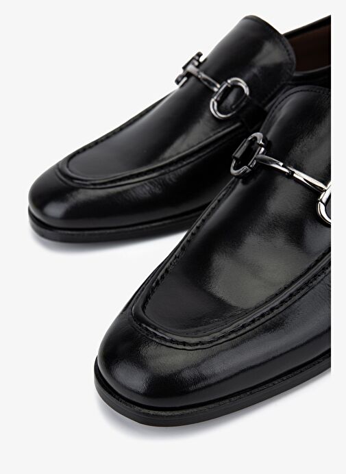 Valmenti Erkek Hakiki Deri Siyah Klasik Ayakkabı - Görsel 4