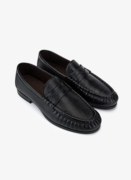 Valmenti Erkek Hakiki Deri Siyah Makosen Ayakkabı - Görsel 3