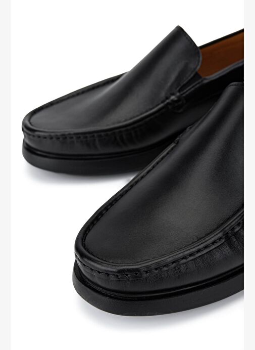 Tamer Tanca Erkek Hakiki Deri Siyah Loafer Ayakkabı - Görsel 5