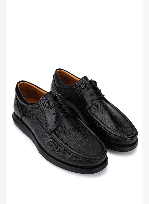 Tamer Tanca Erkek Hakiki Deri Siyah Casual Ayakkabı - Görsel 3