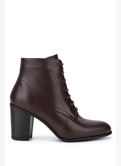 Tamer Tanca Kadın Hakiki Deri Kahverengi Topuklu Bot - Görsel 2
