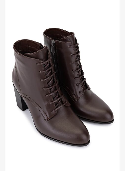 Tamer Tanca Kadın Hakiki Deri Kahverengi Topuklu Bot - Görsel 3