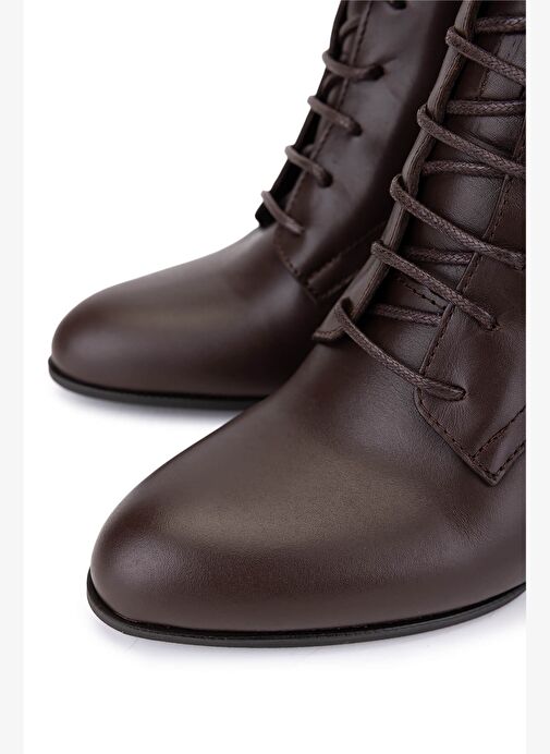 Tamer Tanca Kadın Hakiki Deri Kahverengi Topuklu Bot - Görsel 4