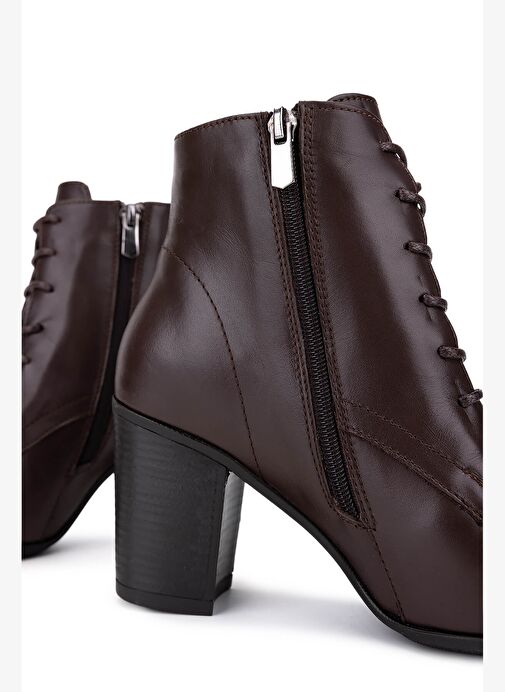 Tamer Tanca Kadın Hakiki Deri Kahverengi Topuklu Bot - Görsel 6