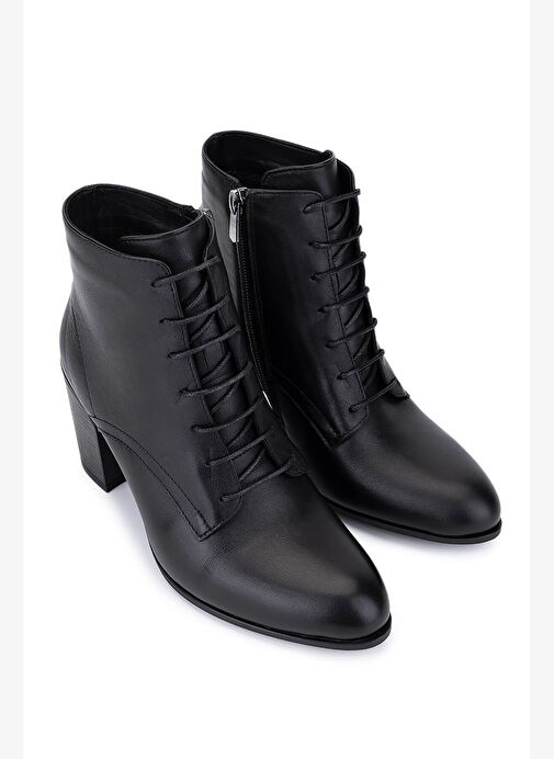 Tamer Tanca Kadın Hakiki Deri Siyah Topuklu Bot - Görsel 3