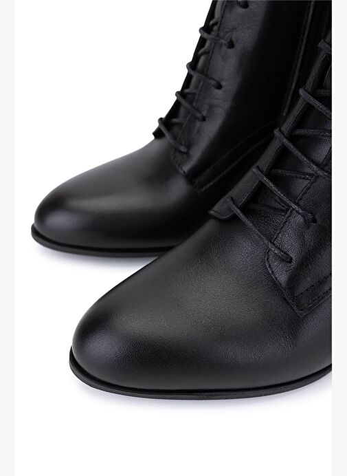 Tamer Tanca Kadın Hakiki Deri Siyah Topuklu Bot - Görsel 4