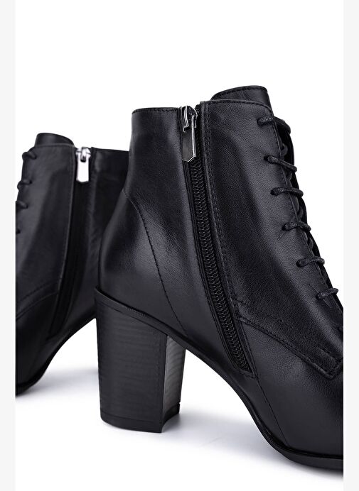 Tamer Tanca Kadın Hakiki Deri Siyah Topuklu Bot - Görsel 6