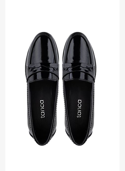 Tamer Tanca Kadın Hakiki Deri Siyah Rugan Comfort Ayakkabı - Görsel 6