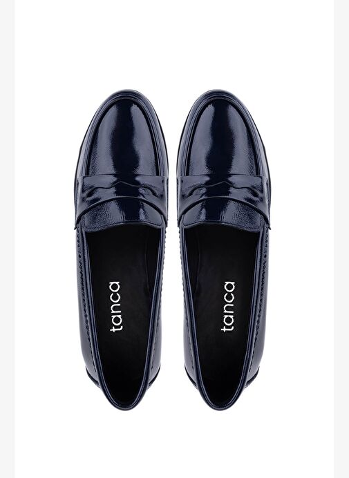 Tamer Tanca Kadın Hakiki Deri Lacivert Rugan Comfort Ayakkabı - Görsel 6